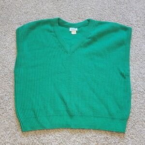 Vintage 90s Classic Fashions Sweater Vest Women's XL Green Acrylic Knit Retro‎